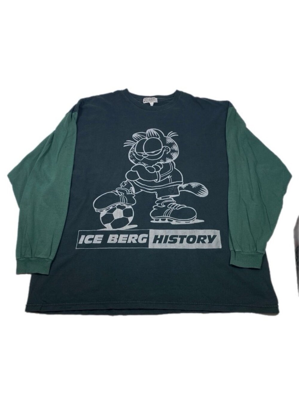 Vintage 90s Garfield Long Sleeve Shirt Soccer Skating Iceberg Freeze Size XXL